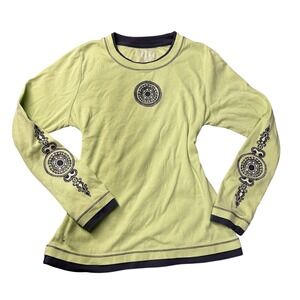 Made For Life Y2K Green‎ Long Sleeve Top with Mandala Design on Sleeves